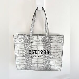 Ted Baker White Croc-Embossed Tote
